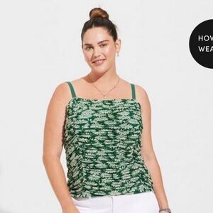 NWT Torrid green jacket Stretch Mesh Cropped Shirred Cami Top